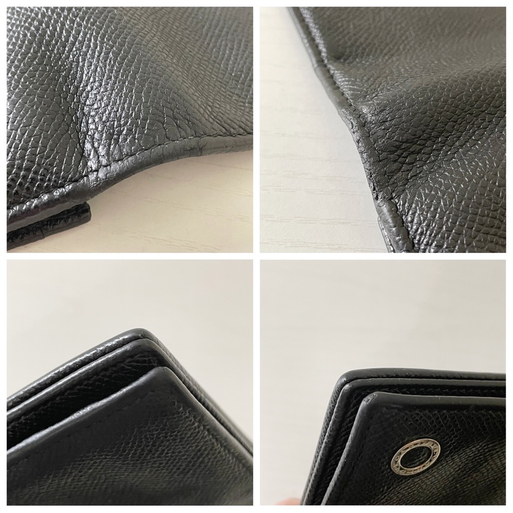 Bvlgari black grain leather circle logo long bifold wallet - Picture 4 of 11